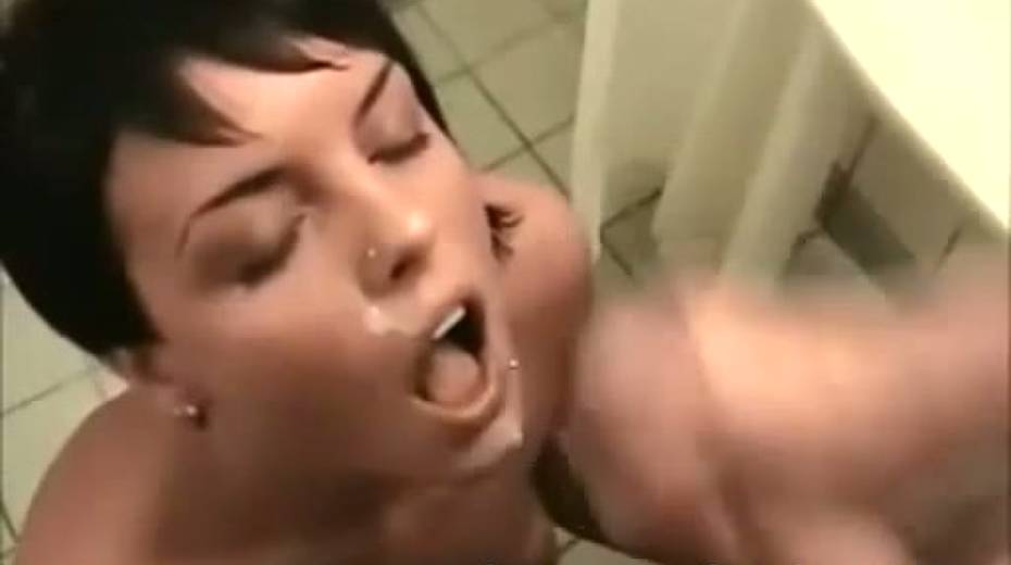 Short haired filthy chick gets cum shot on face after solid BJ - 13. pic