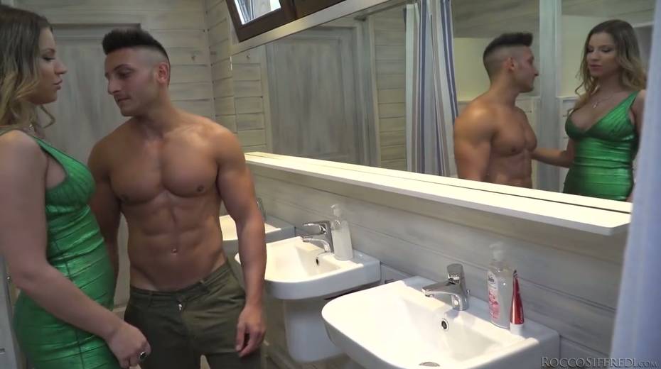 Whorish busty chick Angel Rivas is fucked by two handsome athletic dudes - 5. pic