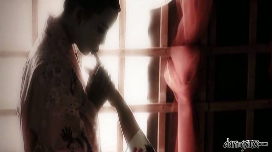 Tempting lesbian geisha is fondling her girlfriend before pussy licking - 2. pic
