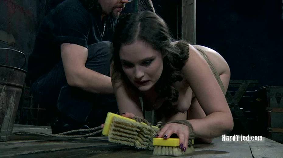 Sex-slave with butt plug is washing dirty floor - 6. pic