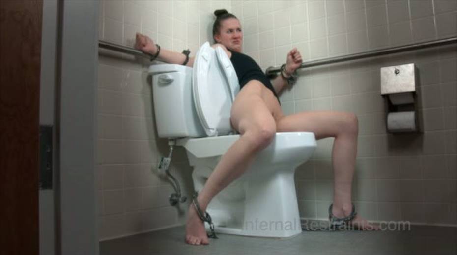 Skinny gal is punished in the public toilet - 2. pic