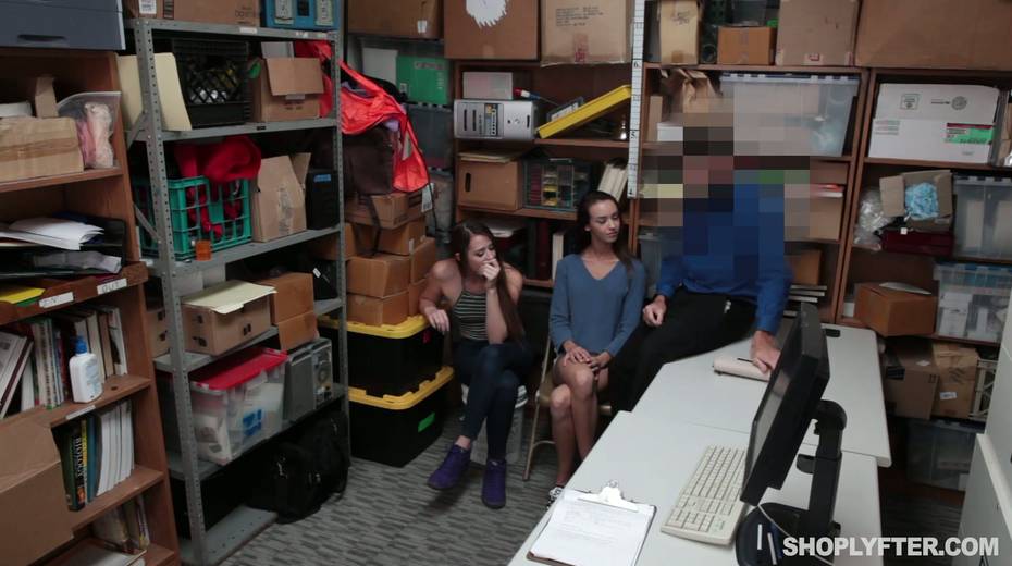 Shoplifting chicks get their pussies fucked by kinky and perverted policemen in the back room - 3. pic