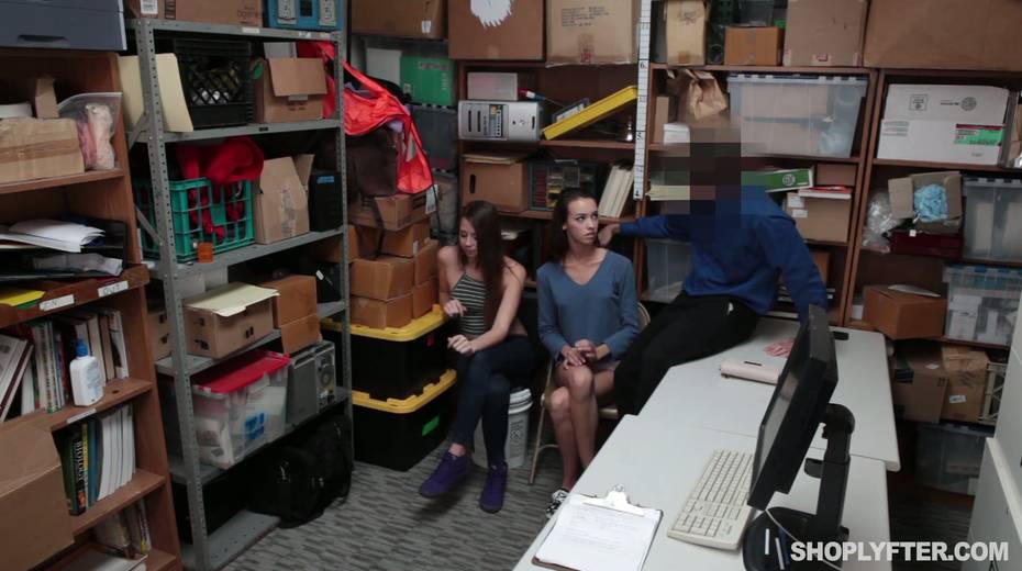Shoplifting chicks get their pussies fucked by kinky and perverted policemen in the back room - 4. pic
