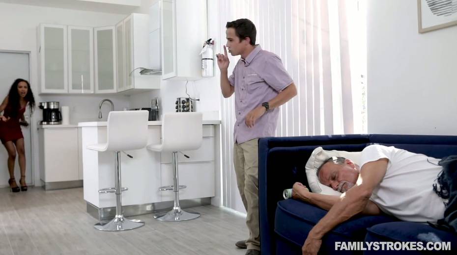 Step sister Demi Sutra is fucked by stepbrother in the presence of sleeping daddy - 12. pic