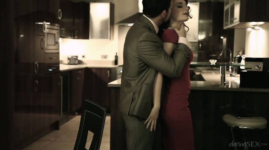 Sensual babe in red dress Lola Gatsby is fucked right in the kitchen - 4. pic
