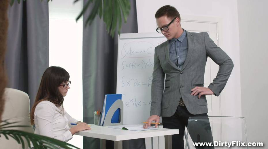 Shy nerdy babe in glasses Katty Blessed hooks up with her math tutor - 2. pic