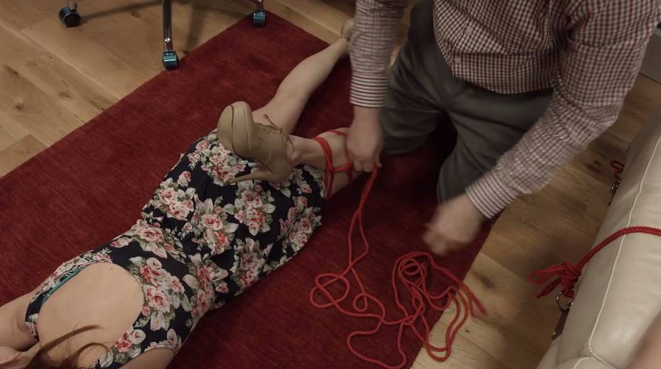 Kinky perve in mask tied yp two pretty hot teens and wants to punish their holes - 6. pic