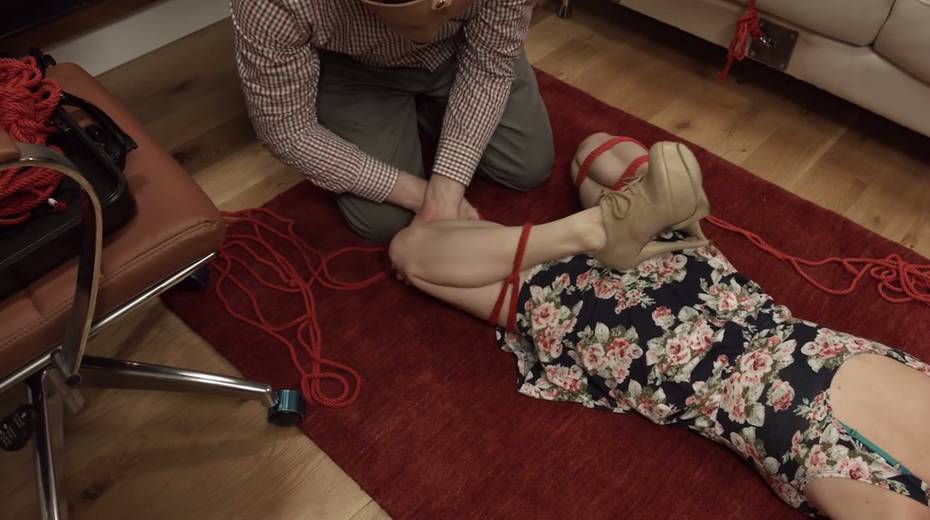 Kinky perve in mask tied yp two pretty hot teens and wants to punish their holes - 10. pic