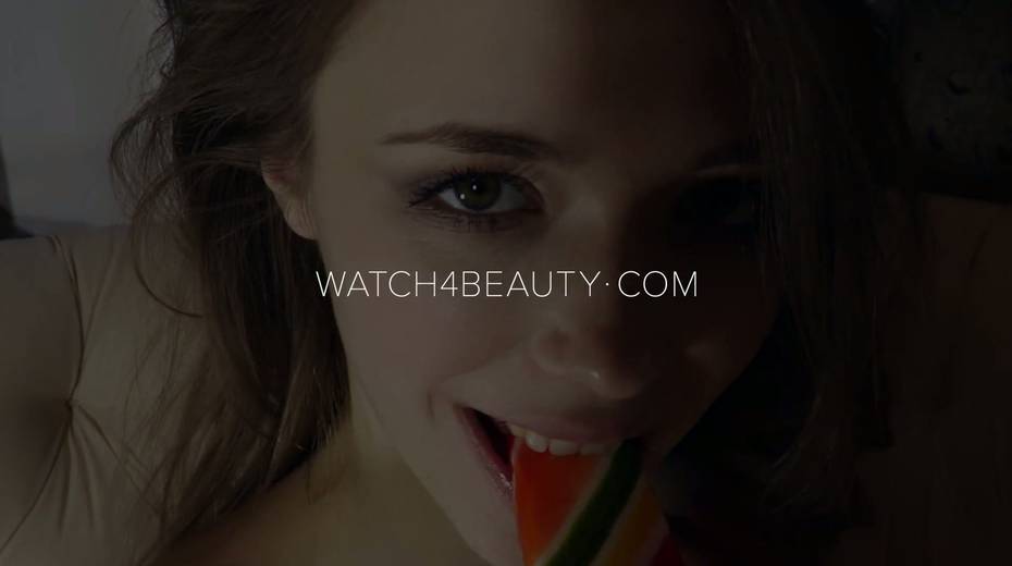Busty petite babe Milla sucks a lolly pop and plays with her captivating natural jugs - 15. pic