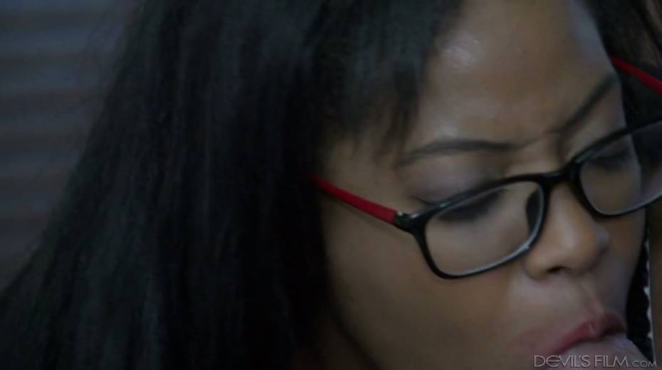 Black chick in white lingerie Monique Symone is fucked by white dude - 3. pic