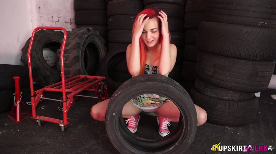 Yummy plump pussy of slutty red head from the tyre store - 13. pic