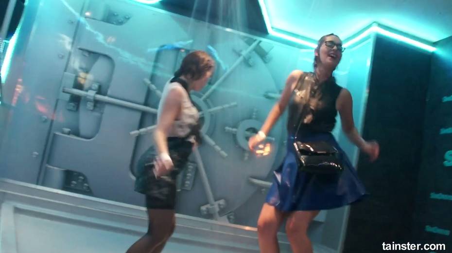 Two lesbian chicks dance and touch each other under the shower at the party - 14. pic