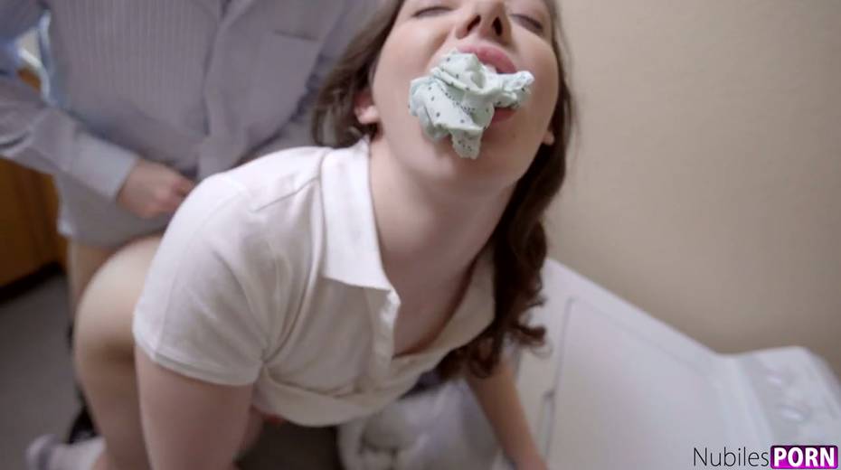 Stepdaughter Ember Stone was caught during masturbation in the laundry room - 14. pic