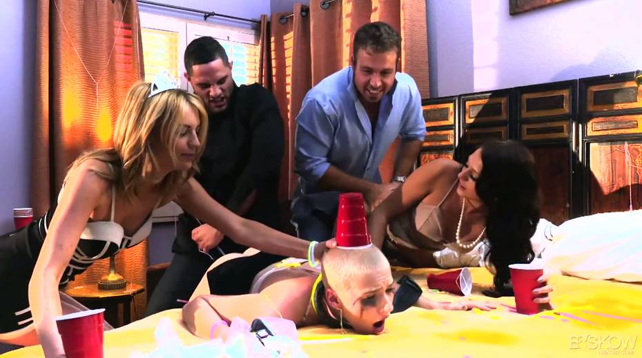 Humiliated bald headed Canadian whore Riley Nixon is comforted by one horny man - 3. pic