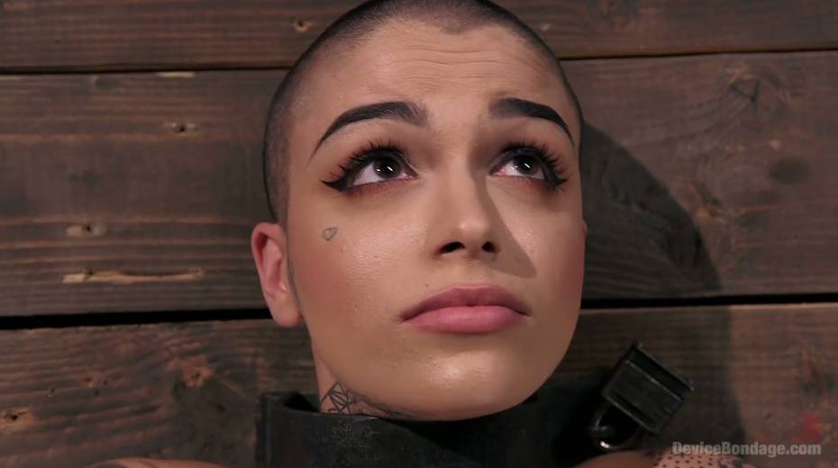 Tattooed bald headed bitch Leigh Raven is tied up and punished - 3. pic