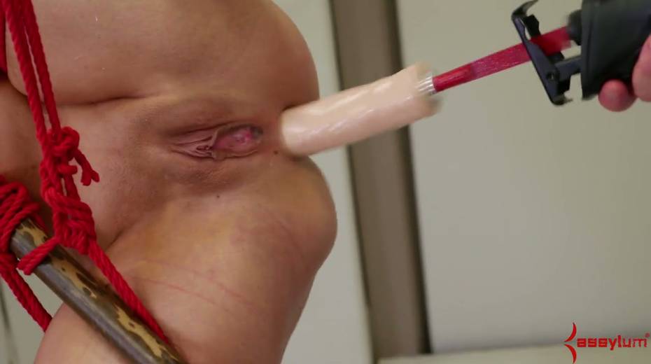 Tied up and suspended upside down model gets her mouth and anus rammed - 24. pic