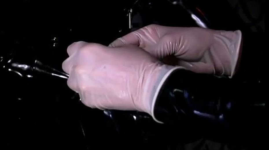 Latex mistress restrains and tortures a male slave in rubber costume - 13. pic