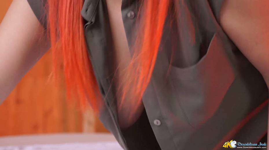 Sweet looking masseuse Dolly unbuttons her blouse and shows off big boobs - 9. pic