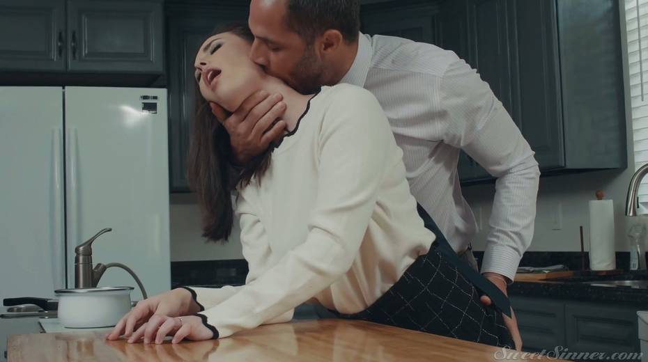 Insatiable husband is fucking sexy wife Casey Calvert in the kitchen - 4. pic