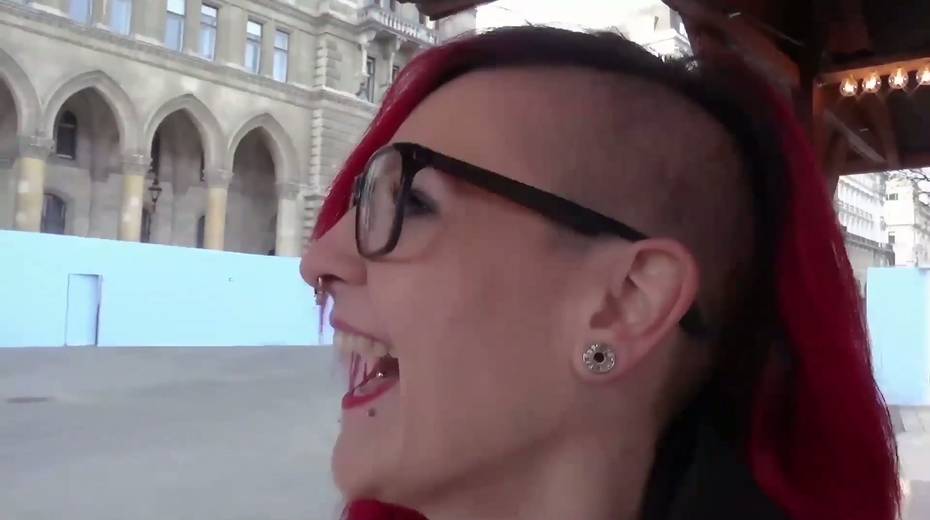 Emo chick gives a deepthroat blowjob to one stranger with big hard dick - 5. pic