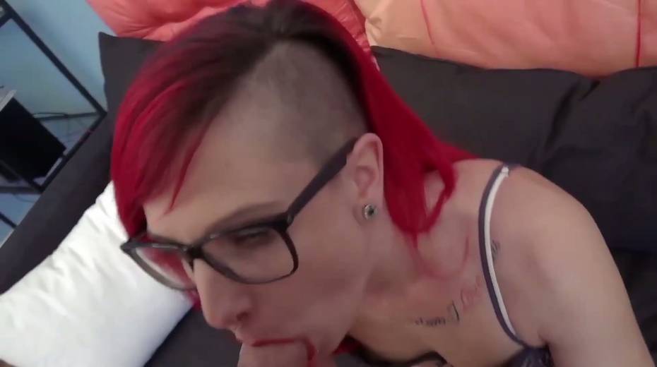 Emo chick gives a deepthroat blowjob to one stranger with big hard dick - 14. pic