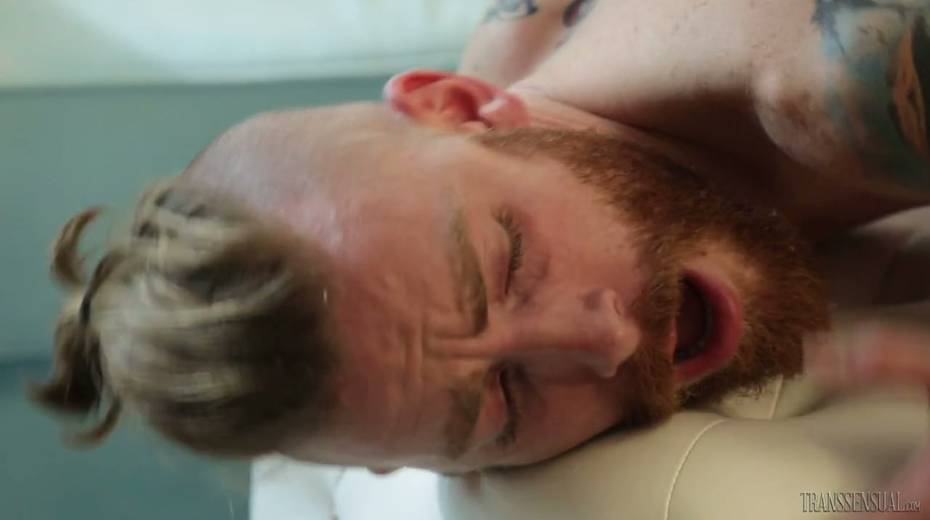 Horny shemale Mandy Mitchell fucks anus and deep throat of one kinky dude - 15. pic