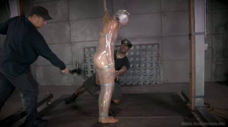 Chick in plastic wrap is punished with big black sex toy - 3. pic
