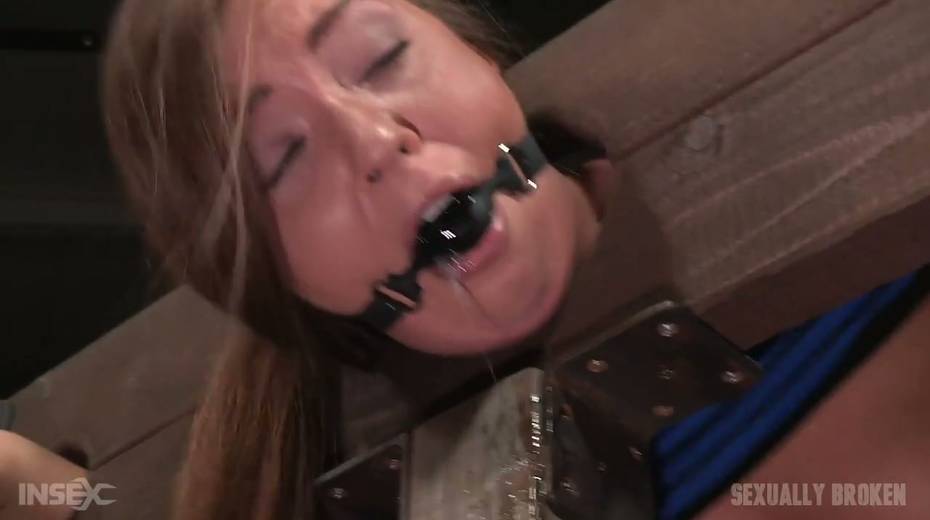 Restrained bitch with ball gag in her mouth Maddy O Reilly gets punished in the dark room - 19. pic