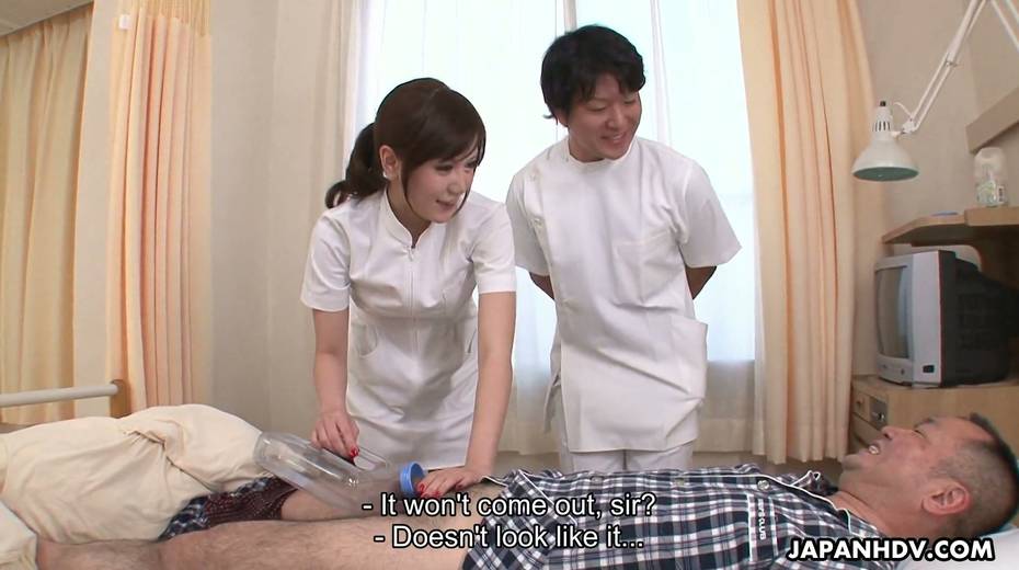 Pretty Asian nurse Yuri Konishi is sucking patient's dick - 4. pic