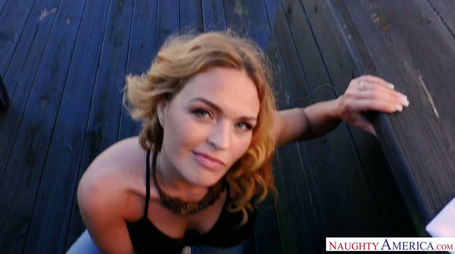 Captivating red head Krissy Lynn gives a blowjob and gets banged - 3. pic