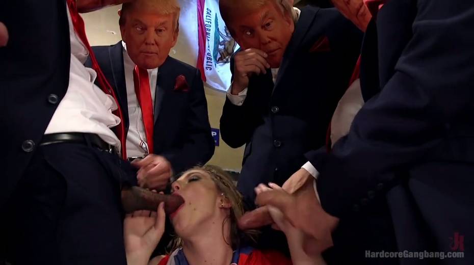 Dudes wearing Trump face masks fucks one pretty hot blonde Ella Nova - 4. pic
