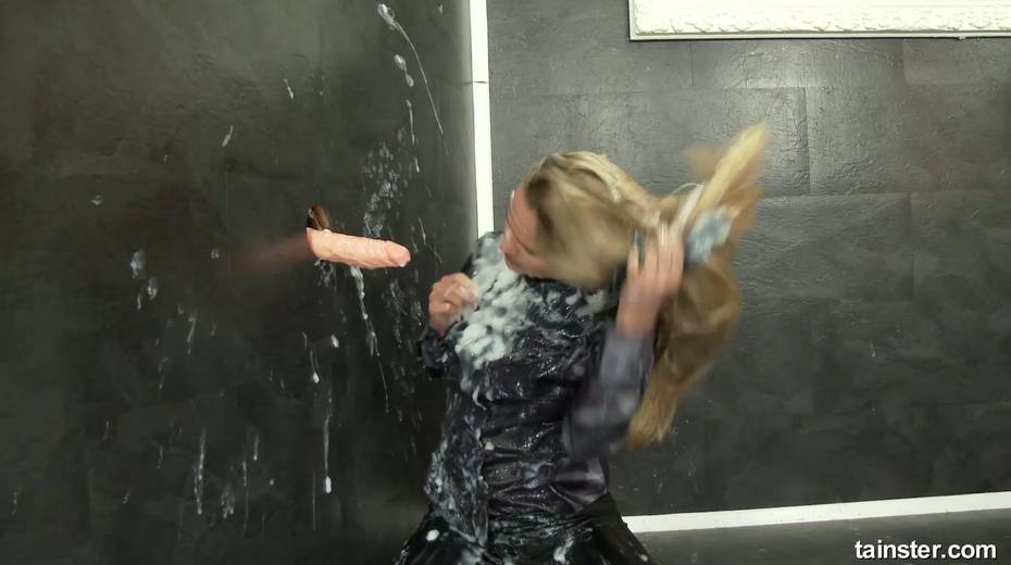Clothed bitch Barra Brass gets messy in the glory hole room - 8. pic