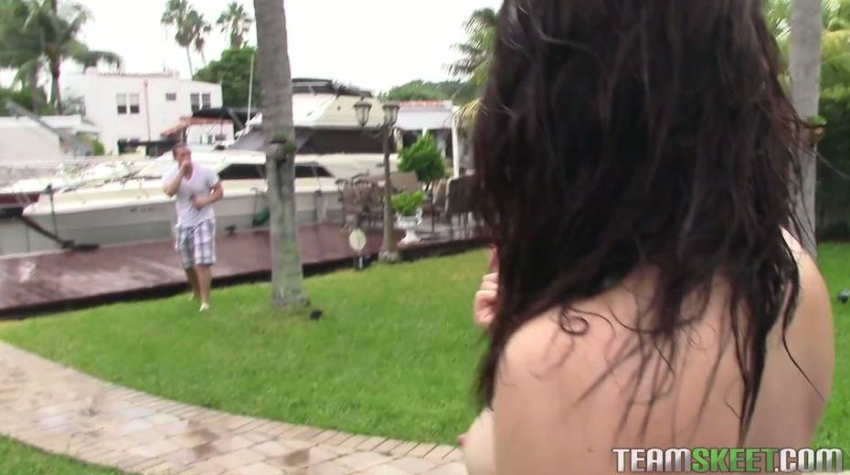Sexually charged chick Kimber Woods is having dirty sex by the poolside - 2. pic