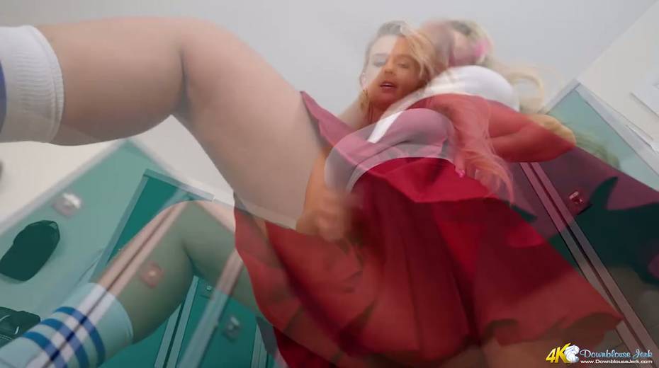 Chubby blonde in circle skirt shows off her plump ass and puffy pussy - 16. pic