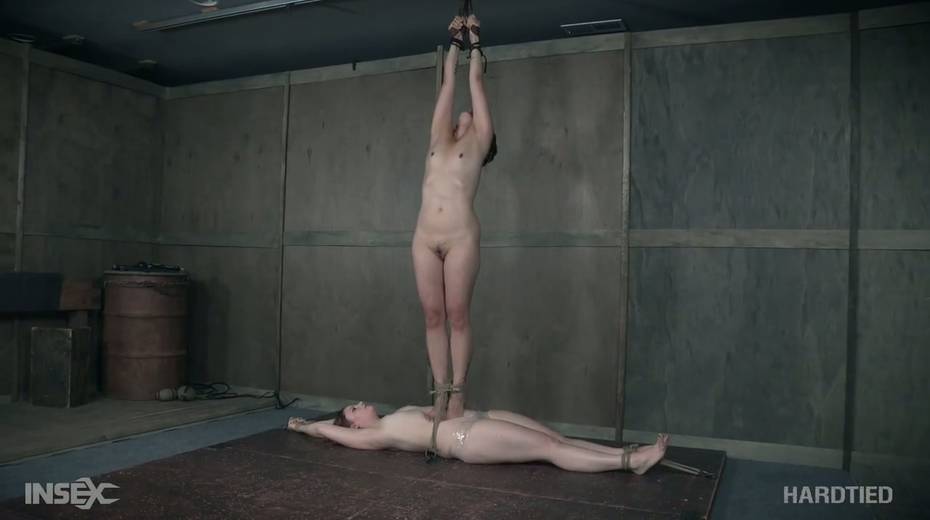 Bearded pervert punishes two tied up and suspended whores - 18. pic