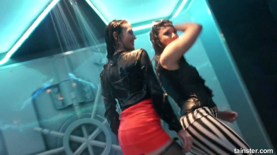 Wet bitches  dance and go wild under the shower in one crazy night club - 4. pic