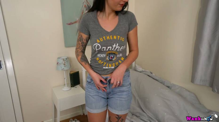 Slender brunette with tatts Violet gets naked and shows her yummy pussy and ass - 4. pic