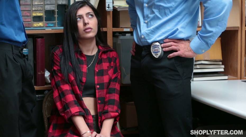 Young shoplifting chick is punished by one kinky policeman in the back room - 5. pic