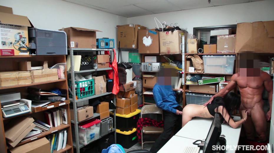 Young shoplifting chick is punished by one kinky policeman in the back room - 9. pic