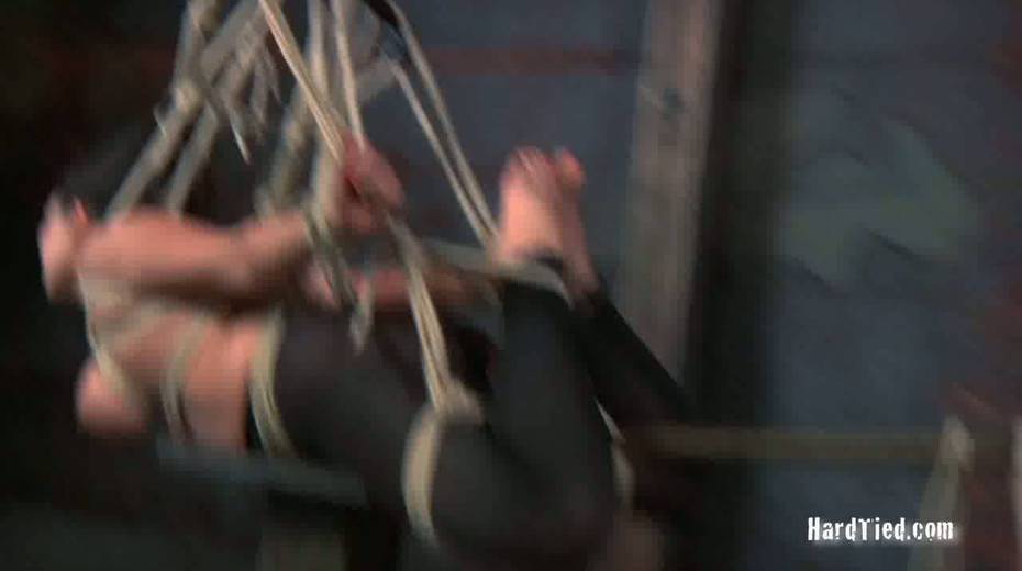 Chick with big tied up tits is punished with long stick - 4. pic