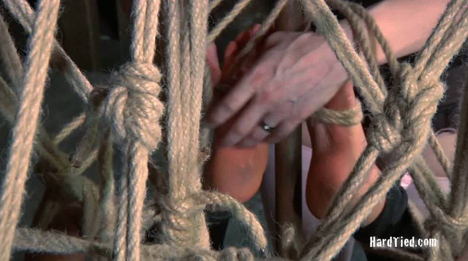 Chick with big tied up tits is punished with long stick - 7. pic