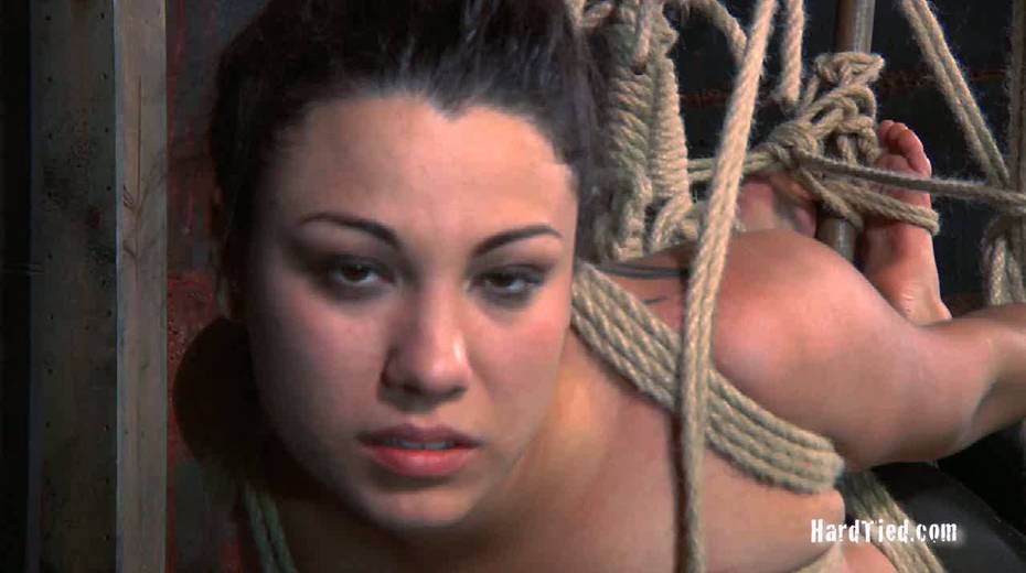 Chick with big tied up tits is punished with long stick - 13. pic