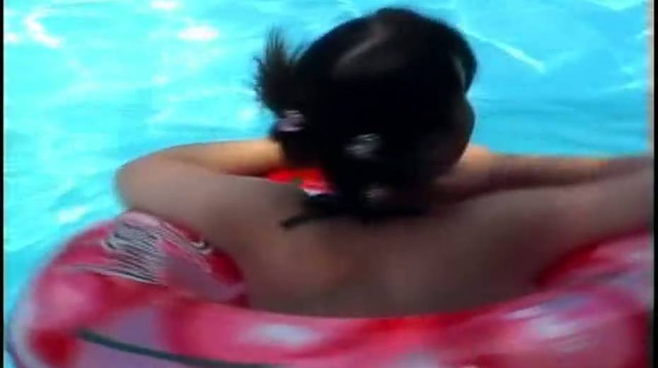 Japanese doll bathing in the outdoor pool wearing sexy tiny bikini - 3. pic