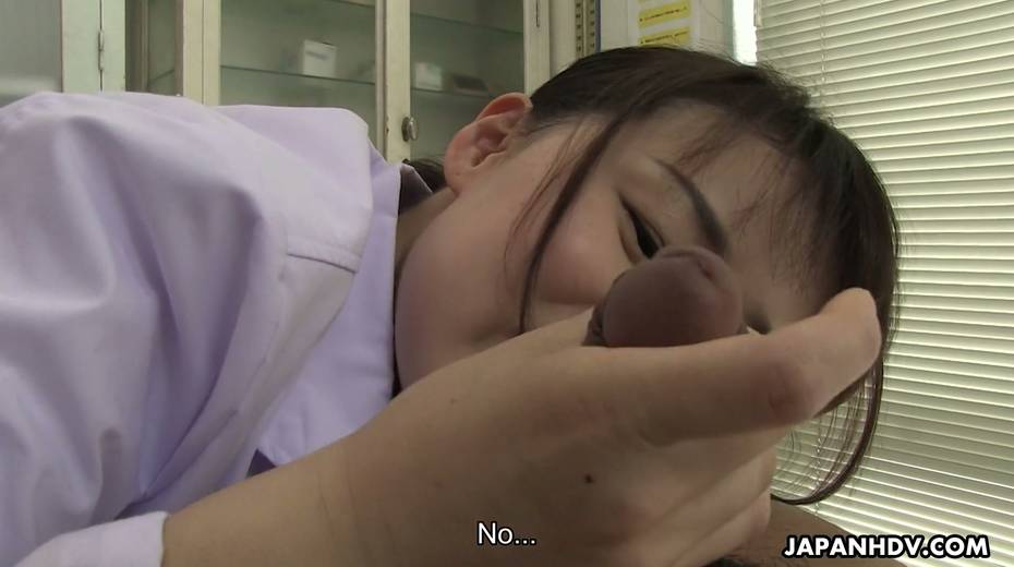 Turned on though shy looking Japanese nurse Sayaka Aishiro gives nice blowjob - 9. pic