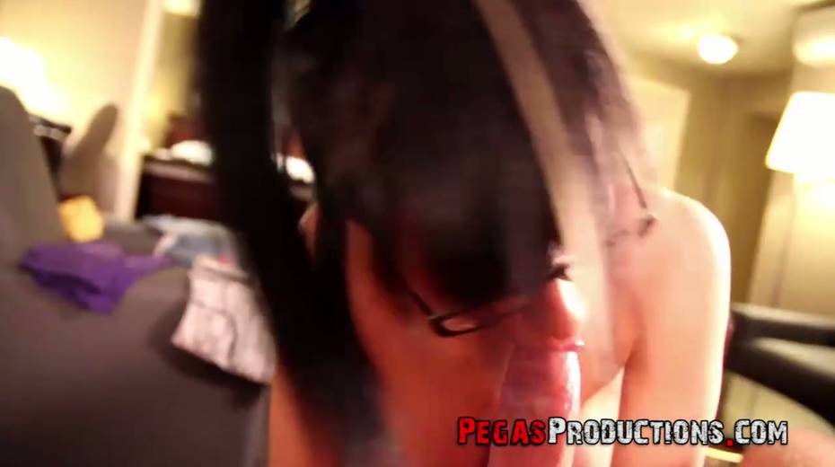 Nasty blonde in glasses Peaches Gold gives a wonderful POV titjob and blowjob - 9. pic