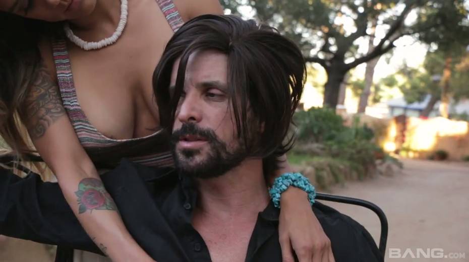 Fake tittied bitch Nadia Styles rides hard pole outdoor and takes cumshots on her snatch - 2. pic