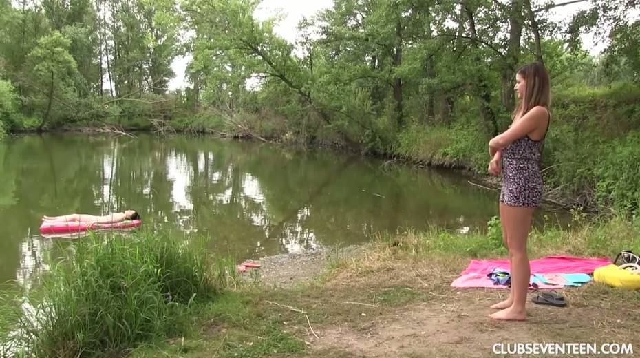 Cute lesbian babe Lexi Rain is making love with lovely babe by the lake - 5. pic