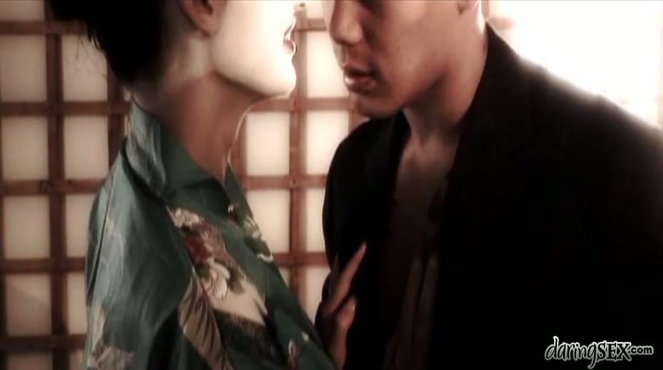 Adorable Geisha plays with her boobs while dude licks pussy - 7. pic