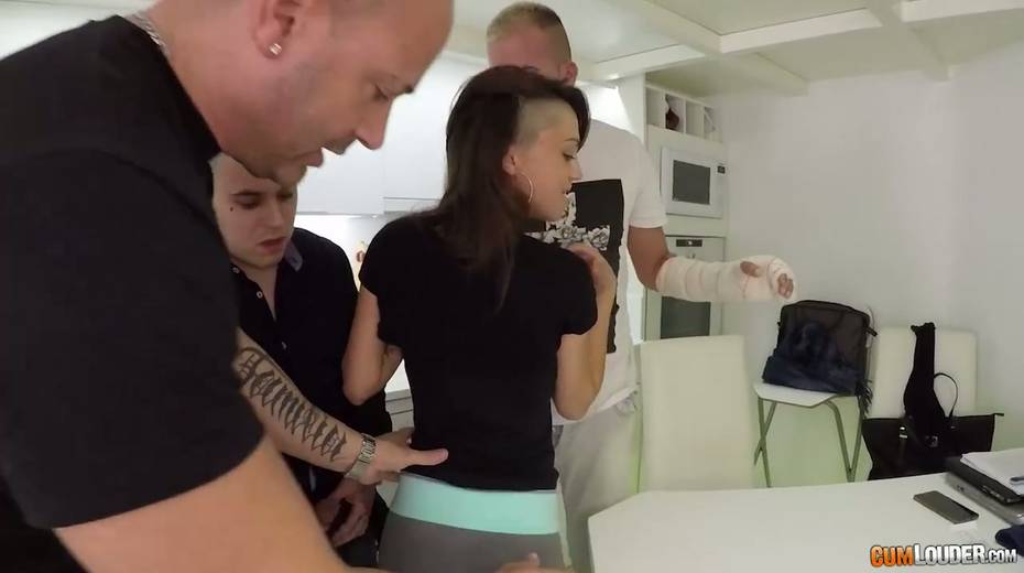 Two nasty chicks from the street take part in crazy gangbang - 5. pic