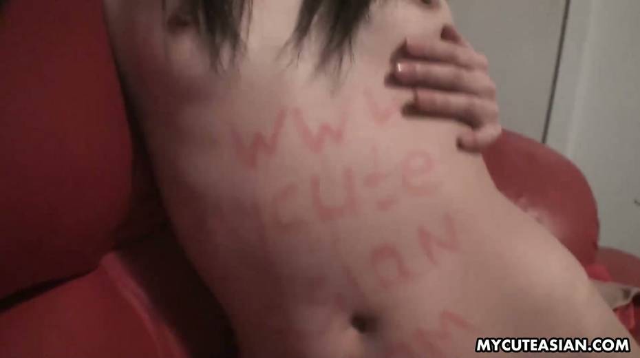 Cute Asian gives blowjob and takes messy facial - 2. pic